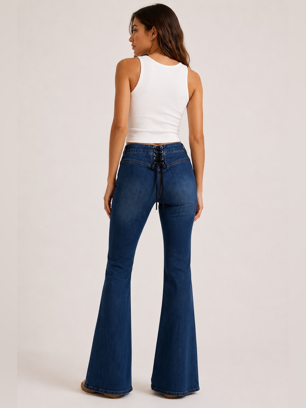 S.O.N.G. Lace Up Back Fit and Flare Jeans